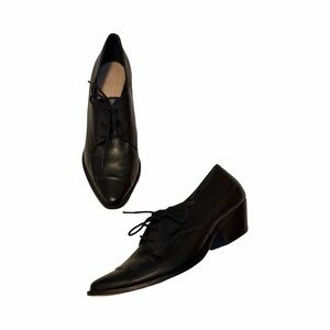 Vintage Schutz | Black Leather Pointed Toe Oxfords